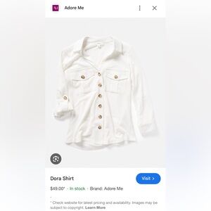 Women’s semi sheer white button up blouse